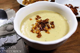 Parsnip Soup with caramelized Nuts and Bacon Chips