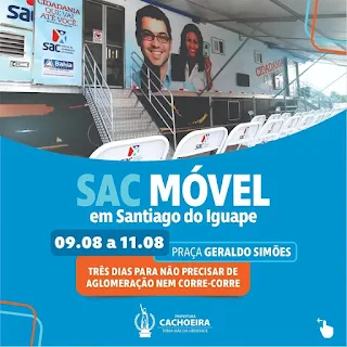 Imagem: Cachoeira: O SAC MÓVEL estará na cidade de 09 a 11 de agosto