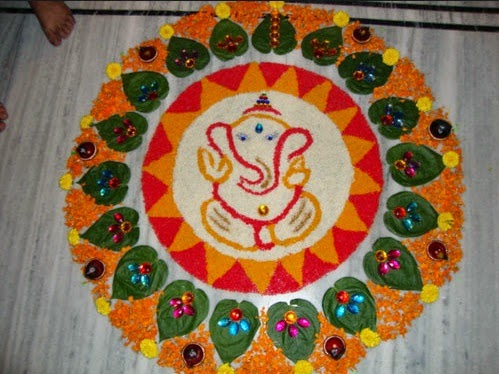 Happy Diwali Rangoli Ganesh Designs 