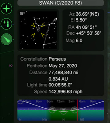 Might just barely see SWAN comet before sunrise (Source: GoSkyWatch iPhone app)