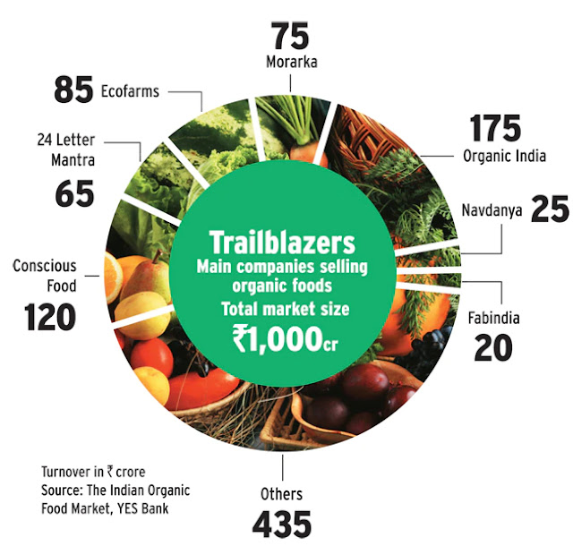 Indian organic food market size infographics