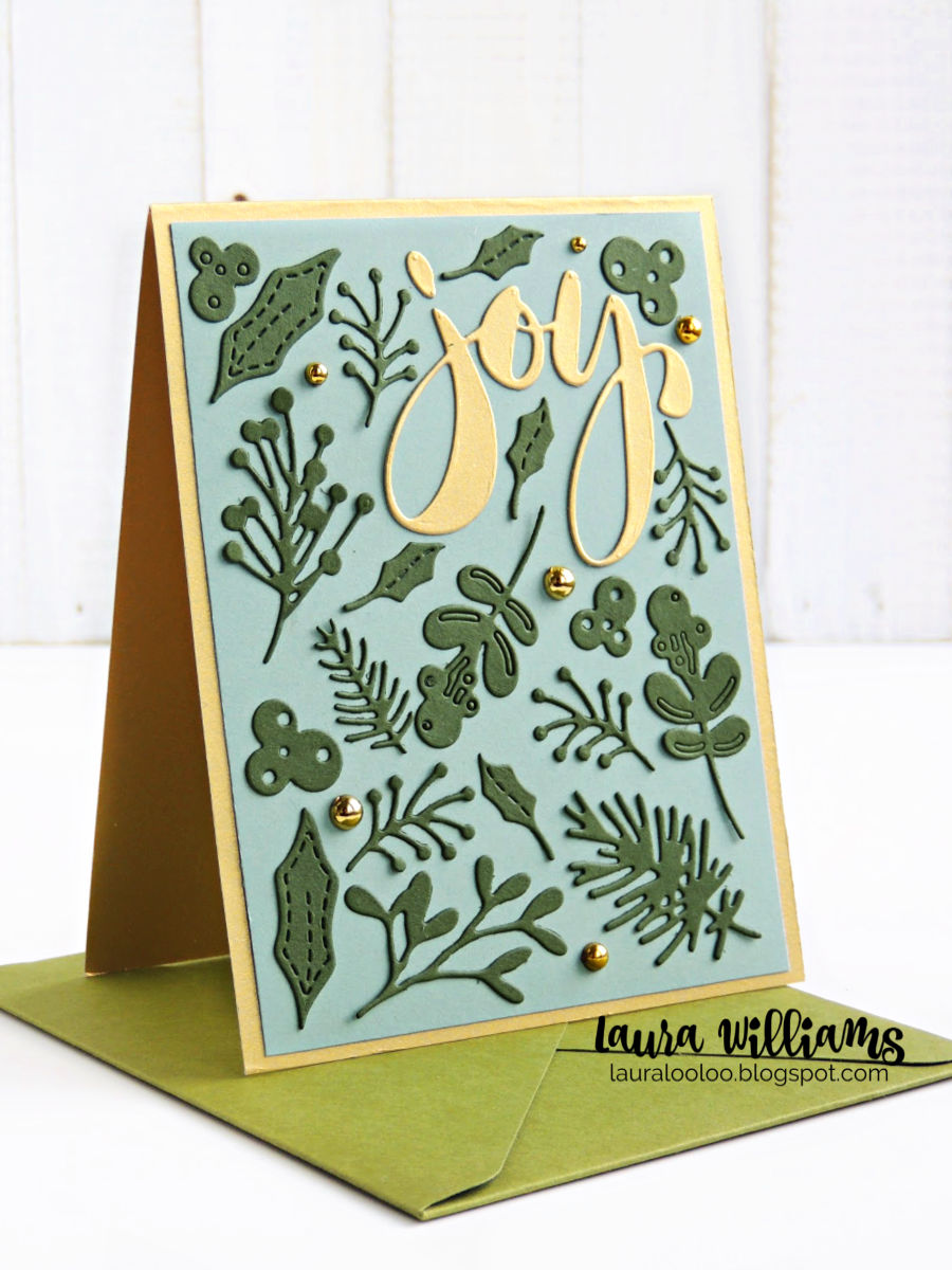 Make handmade Christmas cards with the Winter Foliage dies from Impression Obsession. These elegant ideas with this great leafy die set are fun and simple to make for the holidays. #iostamps #diecutting #christmascards