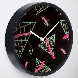 Neon Grid Triangles Wall Clock