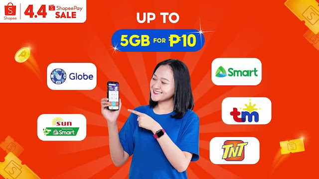 Shopee 4.4 ShopeePay Sale 2022 offers 5GB for P10, free shipping, more