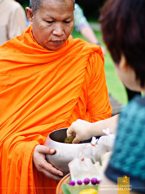 Monk Alms Giving at Siripanna Villa Resort Spa in Chiang Mai