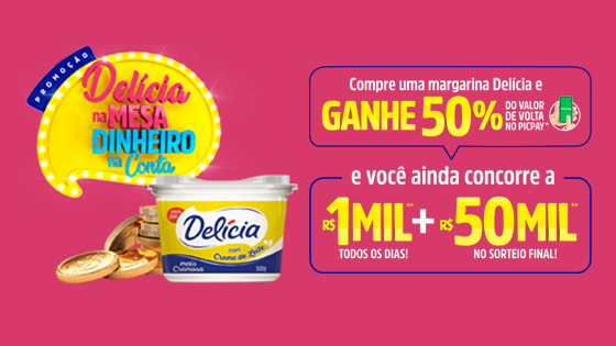 Promoção Delícia na mesa dinheiro na conta