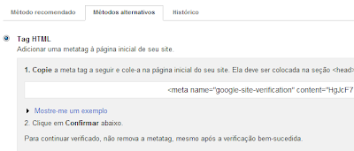 Ferramentas para webmaster no site webnode