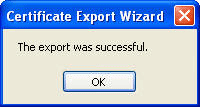 Certificate Export Successful