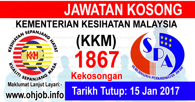 Jawatan Kosong KKM, 1867 Kekosongan (15 Januari 2017 