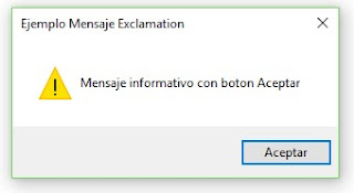 MessageBox Mensajes de Exclamación (Exclamation)