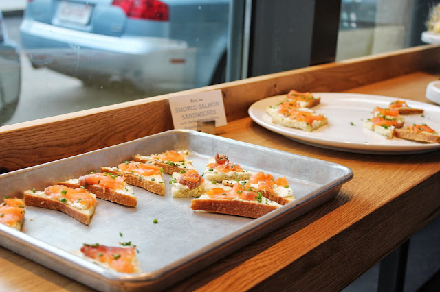 Smoked salmon sandwiches at Flour, Too cookbook launch party