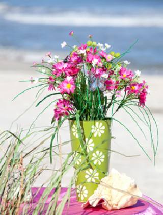 Pink and Green Beach Wedding Theme