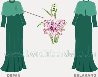 Pola Baju Abaya Kombinasi dan Motif Bunga bordir