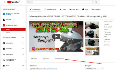 Pengaturan Youtube Studio