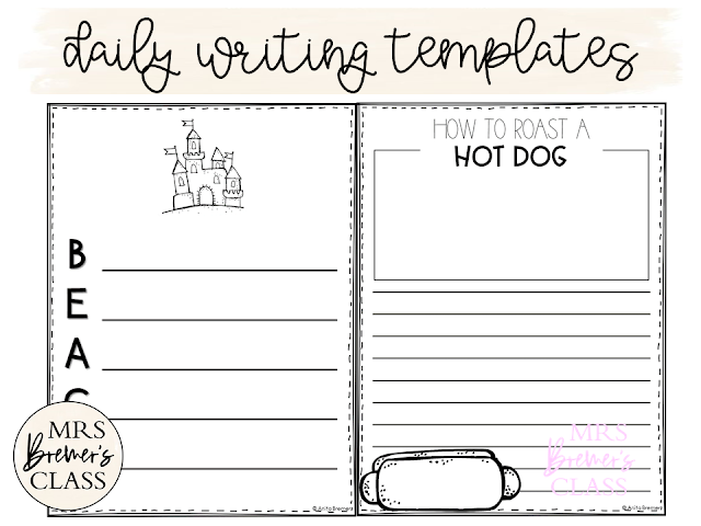 July writing templates for daily journal writing or a writing center Kindergarten First Grade Second Grade
