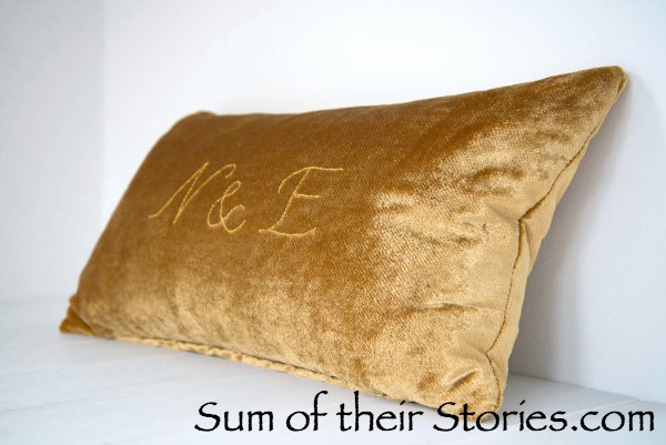 Initials embroidered cushion