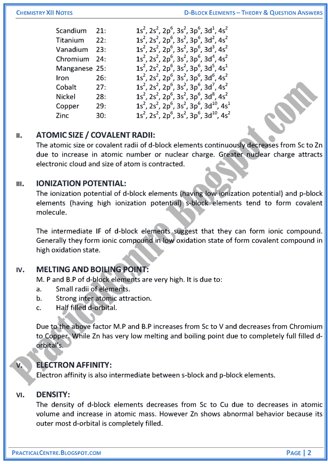 d-block-elements-theory-and-question-answers-chemistry-12th
