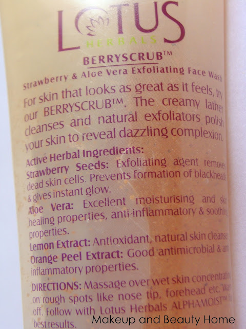 Lotus Herbals Berryscrub Strawberry & Aloe Vera Exfoliating Face Wash Review