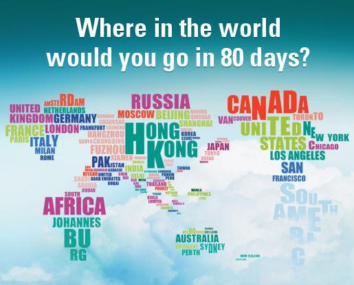 Cathay Pacific's Travel the World in 80 Days Video/ Essay Competition (eligible countries include South Africa)