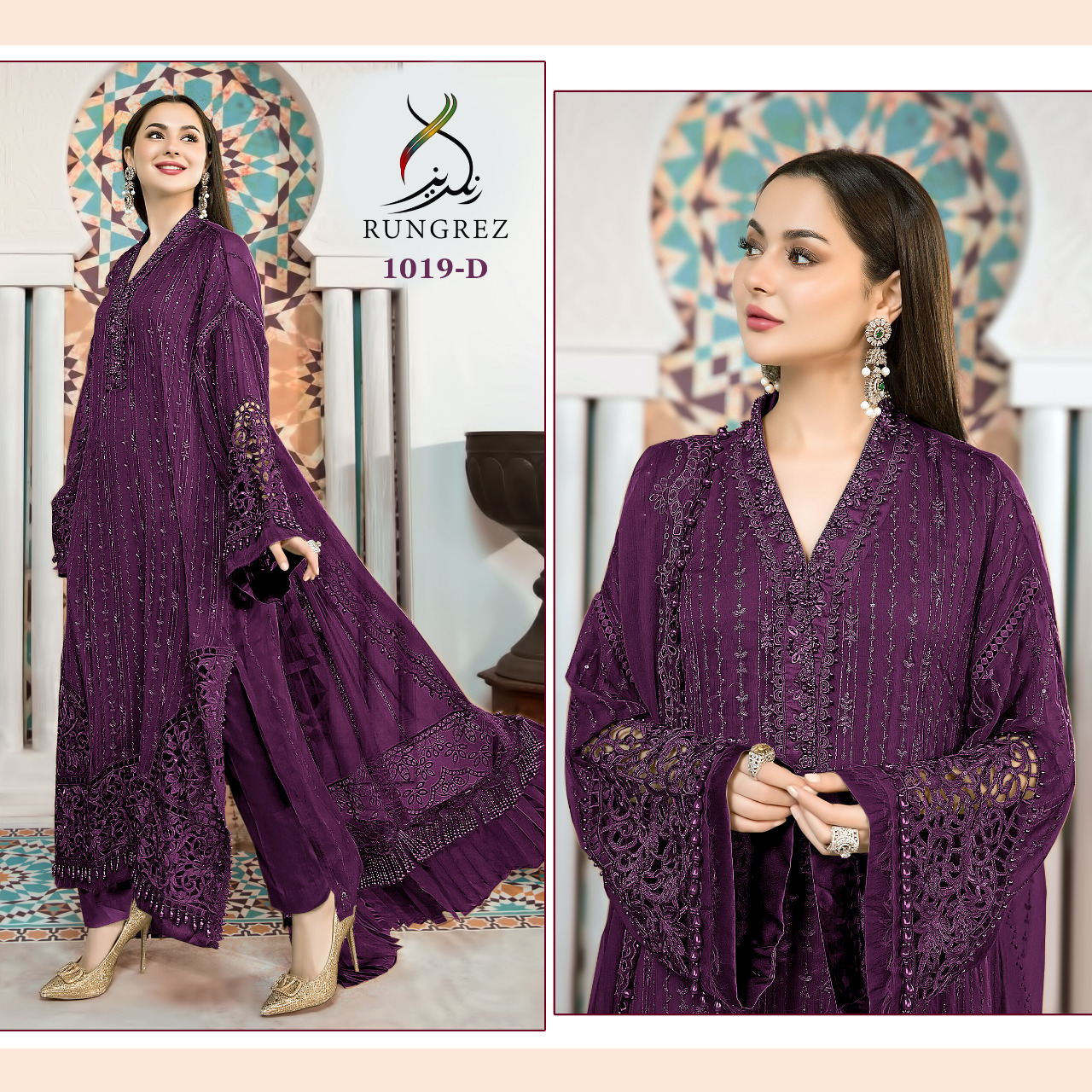 Buy Georgette Embroidery R 1019 D Rungrez Pakistani Salwar S