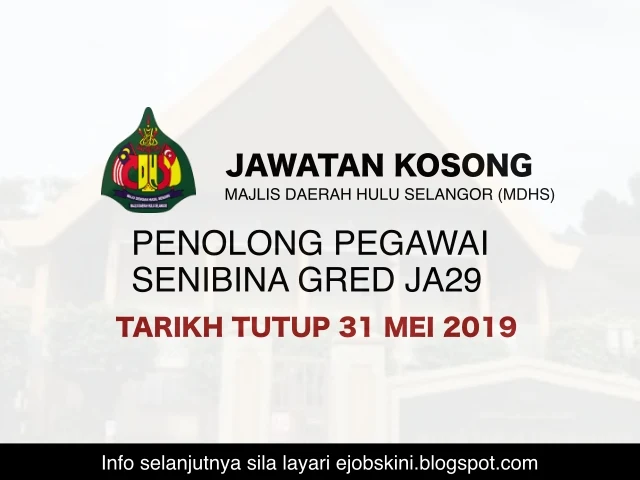 Jawatan Kosong Majlis Daerah Hulu Selangor (MDHS) Mei 2019