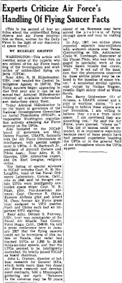 Experts Criticize Air Force's Handling Flying Saucer Facts - E News Newport 12-23-1958