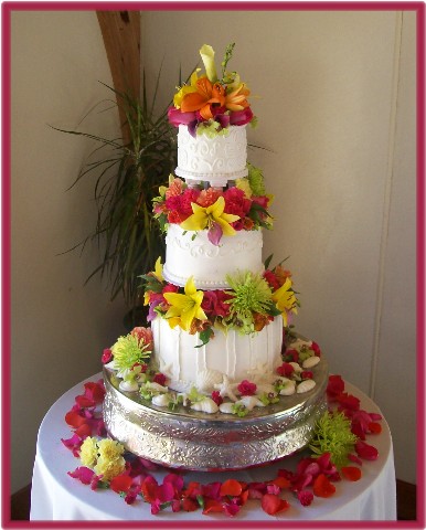 Tropical flower wedding cakes