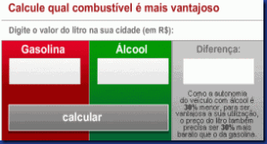 calculadora alcool gasolina