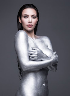 Kim Kardashian Amazing With Silver Sexy Body Art Painting