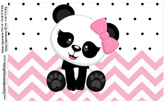 Panda Baby in Pink Chevron: Free Printable Candy Bar Labels.