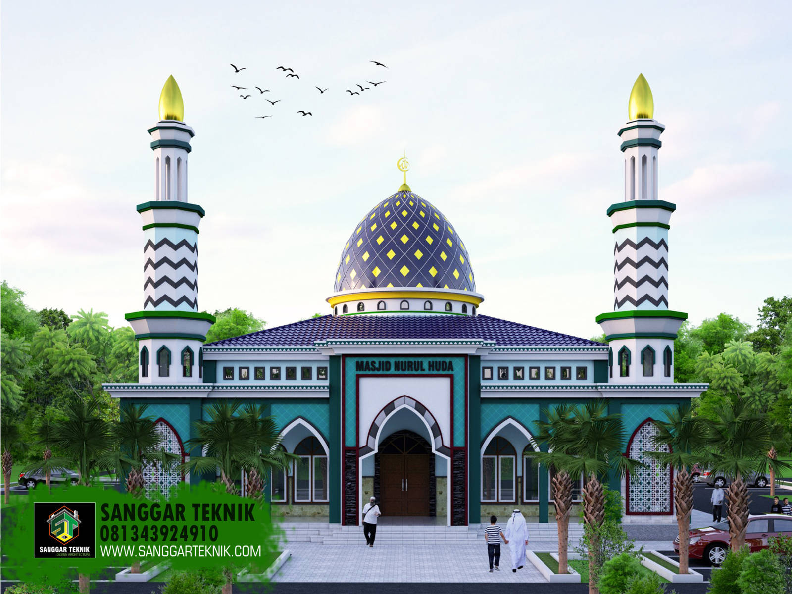 DESAIN MASJID MINIMALIS 20x20 1 LANTAI SANGGAR TEKNIK