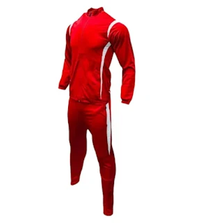 Red and White Tradesia Sports Premium Unisex Sports Tracksuits