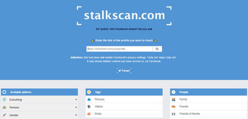 - جميع المعلومات حول صفحتك الشخصية على فيس بوك Stalkscan