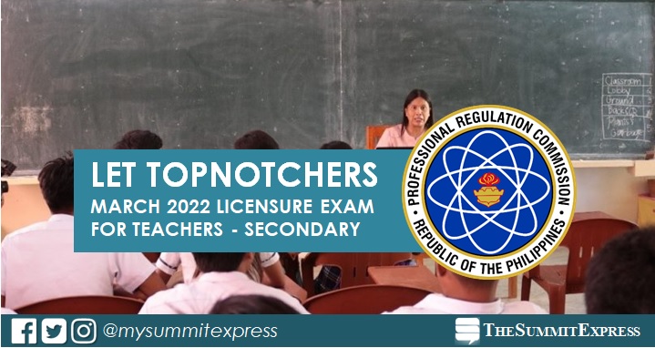 Top 10 Passers Secondary: March 2022 LET Teachers board exam