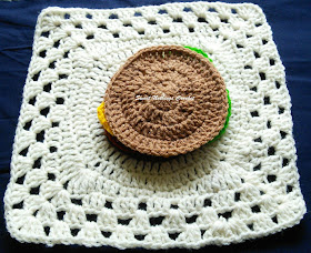 free crochet pattern, free crochet mitered granny square pattern, free crochet play food pattern, free crochet burger bun pattern, Oswal Cashmilon, Pradhan stores, Project Chemo Crochet,