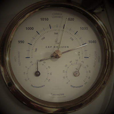 Close up of barometer face