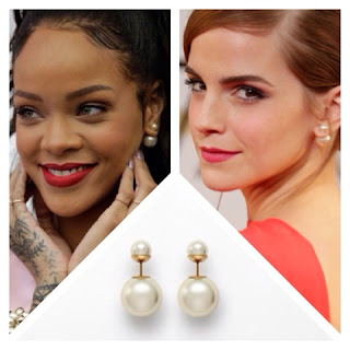 Rihanna and Emma Watson in Dior Double Pearl Stud Earrings