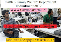 Health & Family Welfare Department Recruitment 2017-Senior Treatment Supervisor, Laboratory Technician