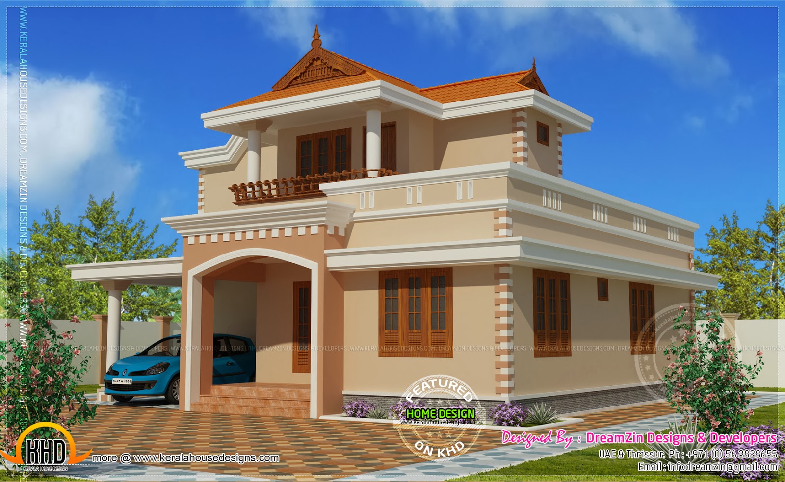 Simple double storied house  elevation  Kerala home  design  