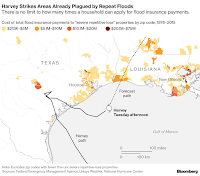 Cost of total flood insurance payments to "severe repetative loss" properties (Credit: Bloomberg) Click to Enlarge.