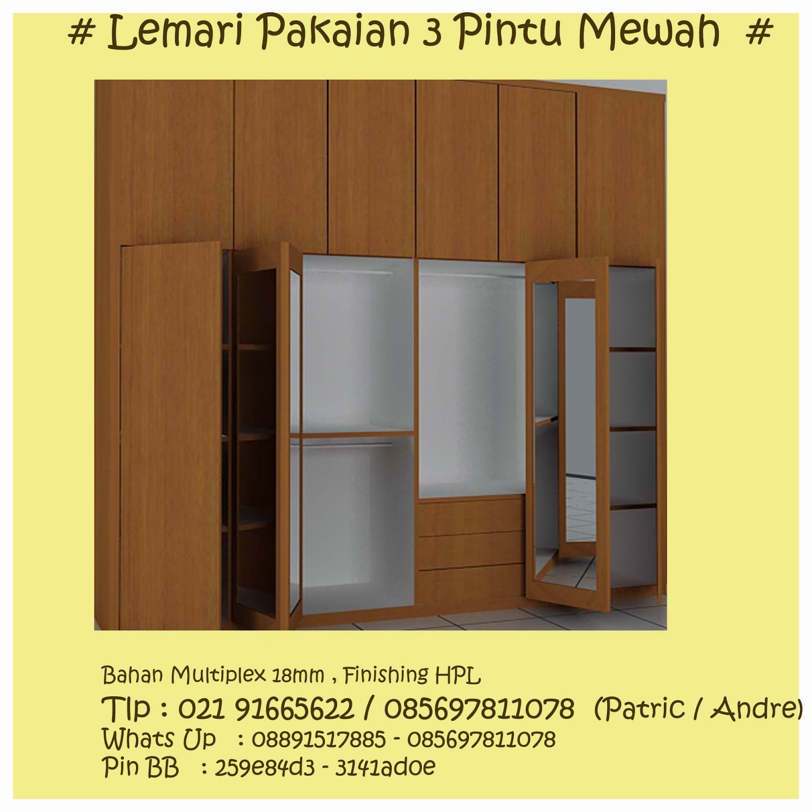 Kitchenset Pelangi Desain Interior Lemari  Pakaian  3  Pintu  