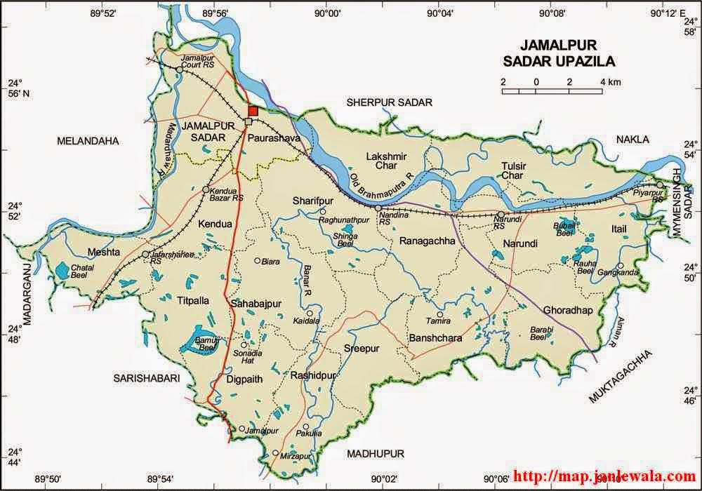 jamalpur sadar upazila map of bangladesh