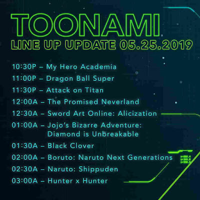 Toonami Block Menggeser Jadwal Setengah Jam Sebelumnya pada 25 Mei