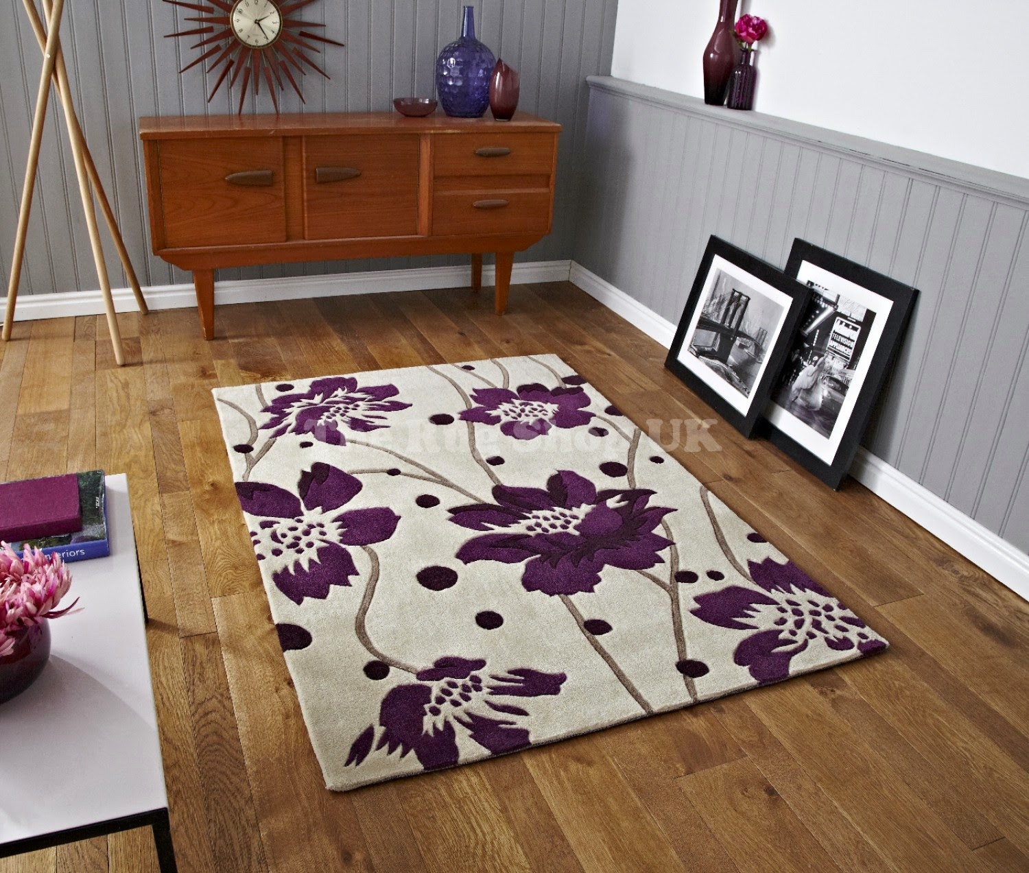 Hong Kong 1512 Cream Purple Floral Rug (OC)