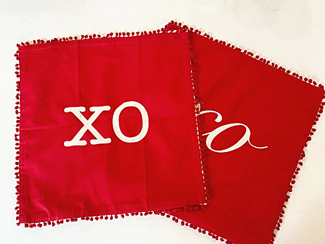 xo pillow covers for Valentine's day