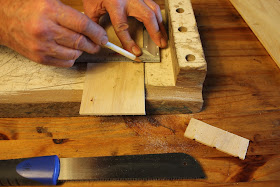 cutting cards from fruit crate wood