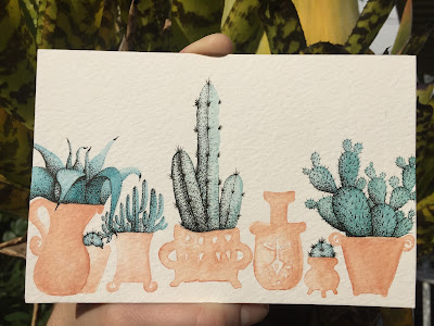 cactus, succulents, garden planters, succulent planters, Miami succulents, gardening, nature, plants, Miami, Miami garden business, garden design, watercolor paintings, art, cactus art, cactus painting