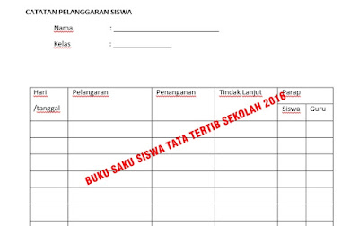 Buku Saku Siswa Tertib Sekolah 2016