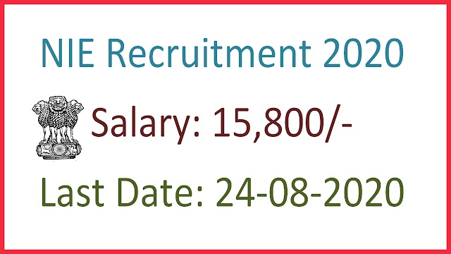 NIE Chennai Recruitment 2020