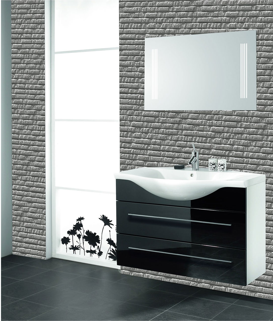 Matte black fittings tiles